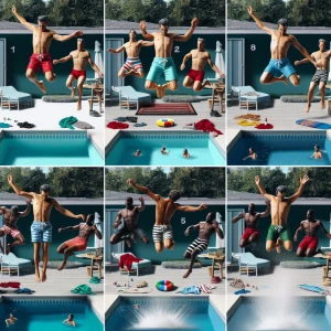 A man jumping into a pool