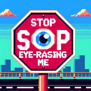 Design a stop sign with an eye and the words 'Stop eye-rassing m...