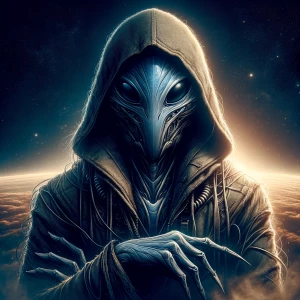 Vexatious, in the style of Yautja's (Hunter Predator),ultra-deta...