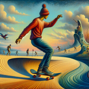 Salvador Dali skateboarding