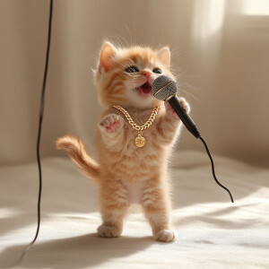 orange kitten with a cute face with black eyes standing like a h...