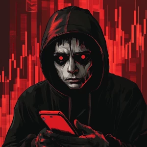 a pale, depressed-looking man with sunken eyes and hoodie, blank...