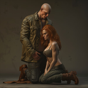 A photorealistic high resolution image. Light ginger haired fema...