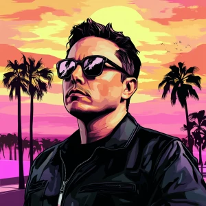 Elon Musk in GTA art style — — in the style of a Grand Theft Au...