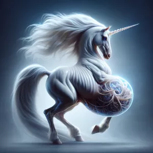 Create a realistic depiction of a unicorn with visible pregnancy...