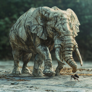An ant eating an elephant