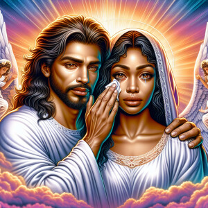Ensure that the image distinctly represents both Jesus Christ an...