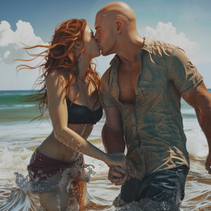 A photorealistic high resolution image. Light ginger haired fema...