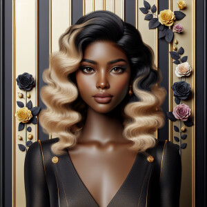 Create a vertical 3-D portrait of a light-skinned African-Americ...