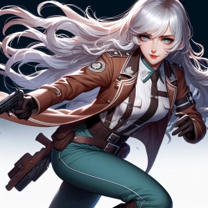 Sexy attractive long silver haired woman in the attack on titan survey corps, realistic