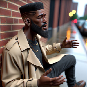 3-D image of a handsome African-American male who has a slightly...
