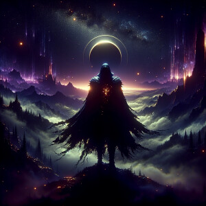 Imagine a setting steeped in the dark fantasy aesthetic of the 1...