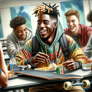 Depict a hyper realism airbrush oil painting , masculine Melanin...