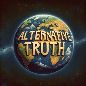 A picture of earth, flat with the words, alternative truth, carv...
