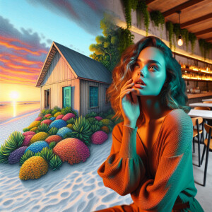 3-D image of a beautiful LIGHT SKIN, African-American woman she...