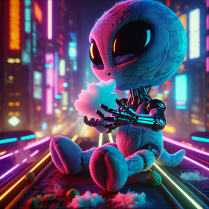 Bionic alien stuffed animal smoking drugs