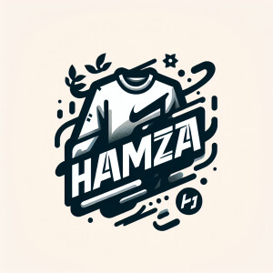 Create a logo with the text "HAMZA" and a picture of the sweatsh...