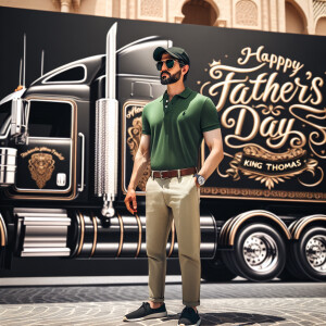 Describe the man wearing a green polo shirt and khaki pants, spo...