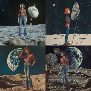 a slender tall girl in full growth, in a checkered red and blue...