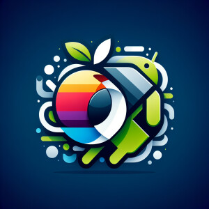 Merger realistic logo iOS and Android