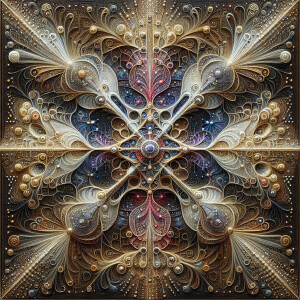 A luxuriously detailed plush neural network, adorned with intric...