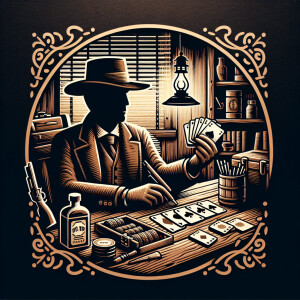 Gambler at table in saloon