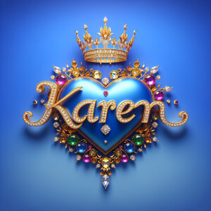 VCraft a 3-D image showcasing the name 'KAREN' in a luxurious go...