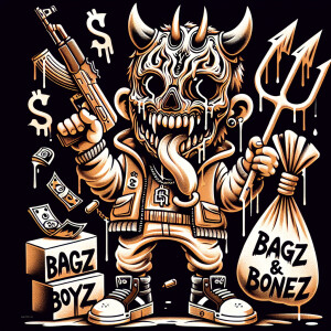 , animated demon cartinfluenced by horror elements, dressed in a...