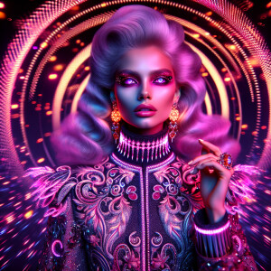 A luxurious dynasty full-body shot posing a caucasian queen of d...