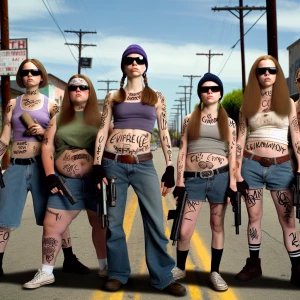 Funny Photorealistic image of an East Los Angeles white girl gan...