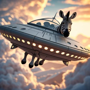 A ufo driven by a zebra