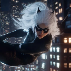 Create an animation of Felicia Hardy, also known as Black Cat, e...