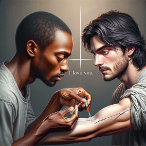 Can you help me create a African-American Jesus with medium with...