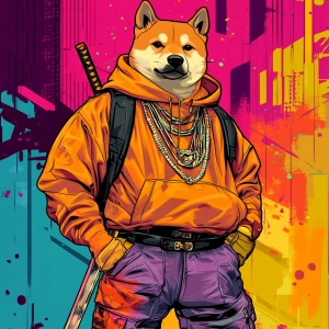 MEME DOGE in GTA art style — Foreskin hoodie with leather pants...