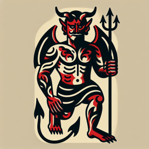 Evil devil in an  school tattoo style
