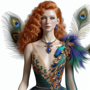 Photorealistic image of ginger haired woman attending gala in pe...