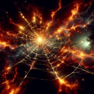 Envision a spiderweb spun from crackling electricity and flicker...