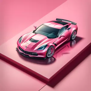 Create an image of a Corvette painted in a bubblegum pink shade,...