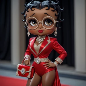 Design an image of Betty Boop reenvisioned with a dark chocolate...