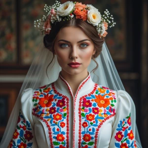 hyper realistic photography, look to the front, a Hungarian brid...