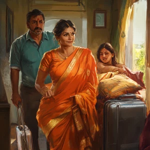 art style hd 1:1 ,a 54-year-old Gujarati mother who works as a h...