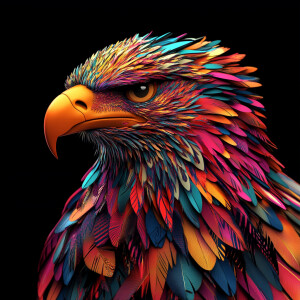 Create a 3D rendering that features an array of a vibrantly-colo...