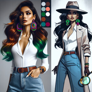 white background gray female silhouette with detective hat holdi...