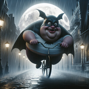 Batman were 500 lbs obese, and it's riding a bicycle on Gotham a...