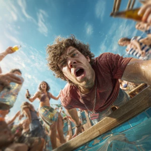 Create a realistic image of a college graduation party scene whe...