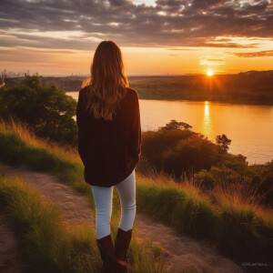 A girl in the sunset