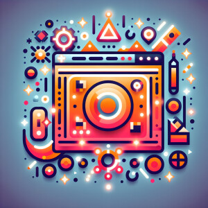 an editorial background using the capcut icon with illuminated e...