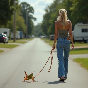 A person is standing in their front yard and sees A woman walkin...