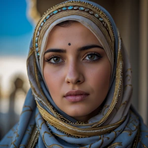 Photography, look to the front, middle eastern woman