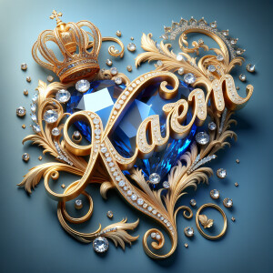 VCraft a 3-D image showcasing the name 'KAREN' in a luxurious go...